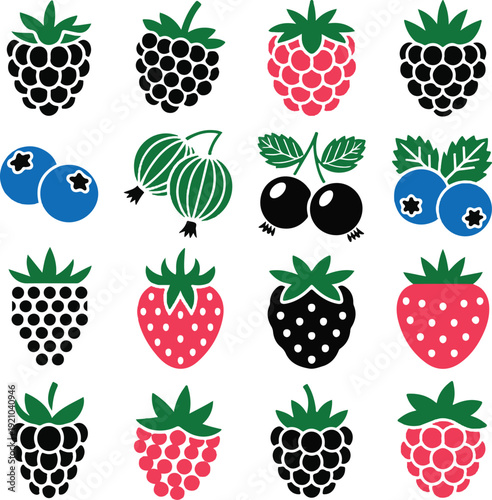 Berry fruit icon collection vector illustration