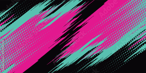 PrintCar sticker wrap banner abstract sporty lines pink blue greenish grunge color combination brush storm thunder modern pattern racing motorsport.