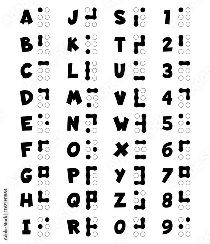 Alphabet Braille. Isolated on white background. Vector illustration.