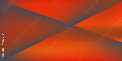 Fiery red brown burnt orange copper black abstract background. Geometric shape. Color gradient. 3d effect. Noise rough grungy grain. Neon light metallic. Design. Template. Web banner. Wide. Panoramic.