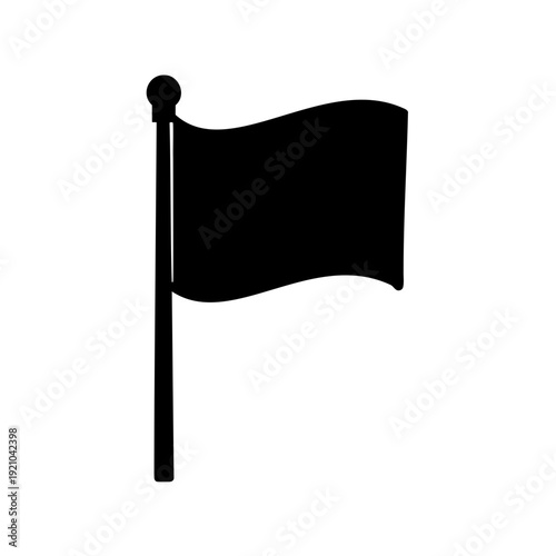 Simple black flag on a pole waving in the wind illustration
