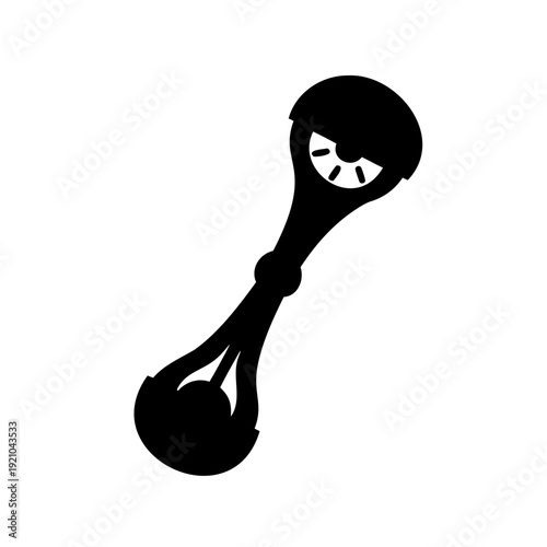 Stylized Black Silhouette Illustration of a Simple Percussion Instrument Maraca