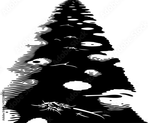 Abstract water ripples silhouette with floating leaves in stream