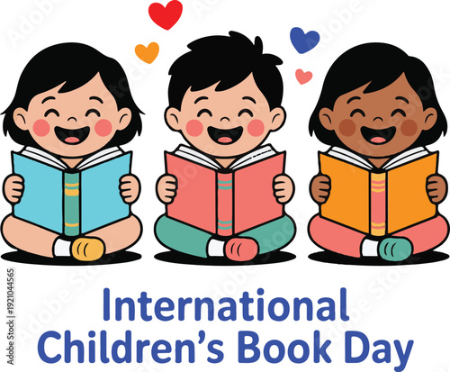 International Children Book's Day vector art illustration