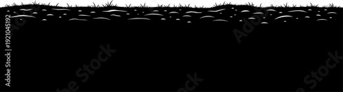 Grassy field horizon silhouette against a blank background