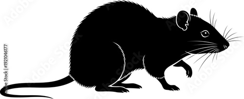 Rodent rat silhouette profile view