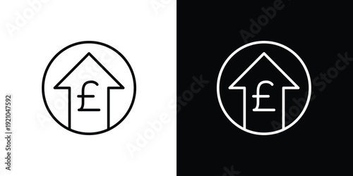 Single icon of upward Arrow with Pound Sterling Symbol Inside a Circle - Financial Growth and Investment Concept