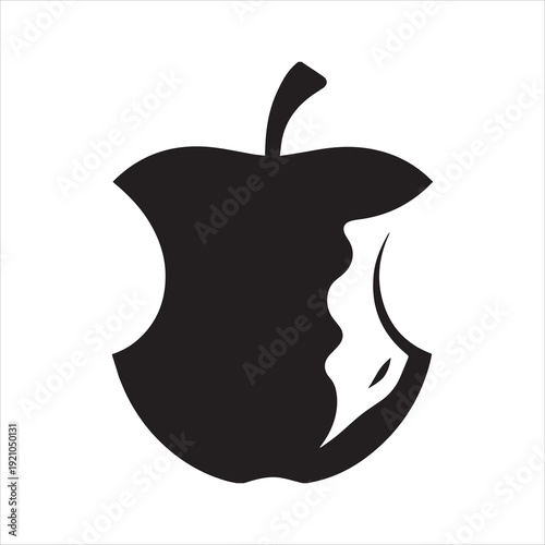 Apple Core with Bite Marks Icon Silhouette