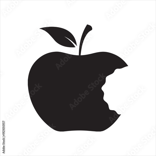 A Half Eaten Apple Core Silhouette Vector Illustration