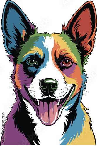 Colorful Dog Vector – Vibrant Pet Portrait Illustration”