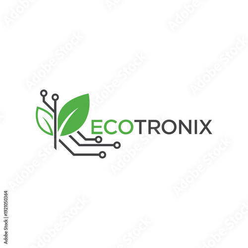 Professional organic foliage integrated with electronic trace logo for corporate environmental tech and ESG branding by Ecotronix