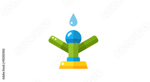 Sprinkler Vector Illustration, Flat Design, Watering Garden, Irrigation System, Summer