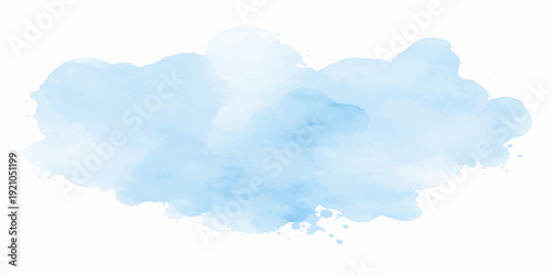 An abstract blue watercolor background depicts a beautiful clear sky with white clouds and bright summer sunlight creating a serene nature landscape filled with light and beauty