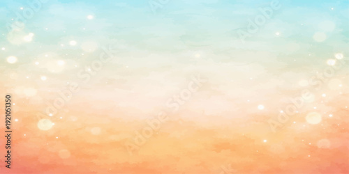 Abstract colorful bokeh background featuring a beautiful sunrise and bright sunlight through summer clouds in a blue heaven atmosphere