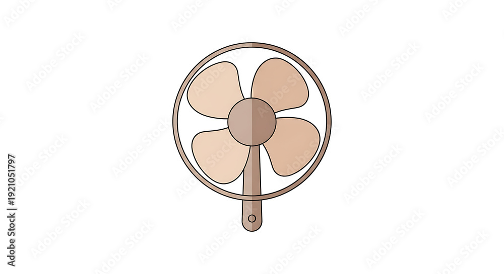 Obraz premium Hand-drawn vintage ceiling fan with five wooden blades isolated on transparent background