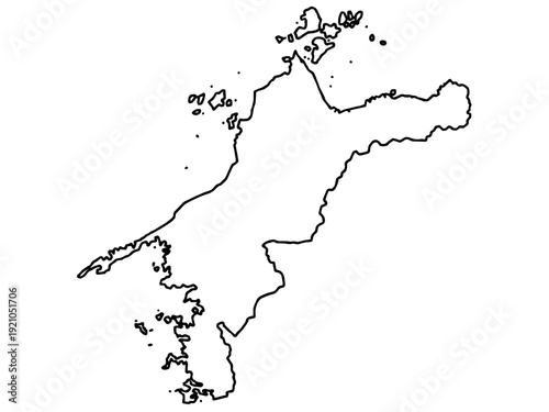 愛媛県地図 筆タッチ 和風 四国 西日本 / A brushstroke map of Ehime Prefecture