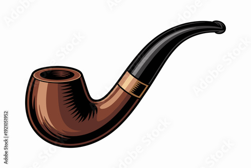 Vintage Wooden Tobacco Pipe with Black Stem, Classic Smoking Accessory for Gentlemen, Nostalgic Addiction Concept, Perfect for Barbershop Decor, Whiskey Lounge Ambiance, Study Room Interior, Sherlock