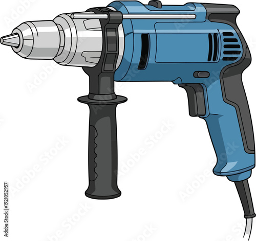 Professional blue power drill tool for construction and diy projects isolated vector
