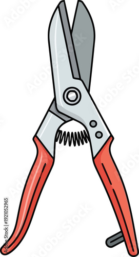 Heavy duty garden shears for pruning and gardening tools cut metal hand tool illustration vector