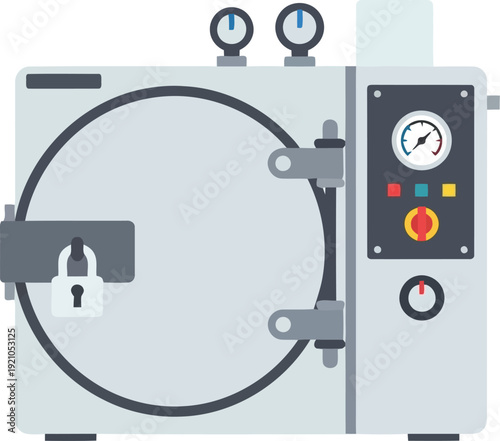 Modern sterilizer machine with digital display for medical and laboratory use vector