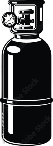 High pressure gas cylinder with gauge industrial equipment illustration vintage style vector
