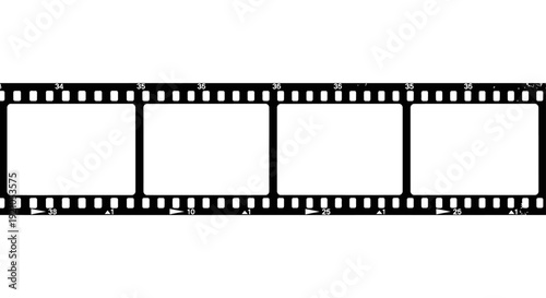 blank film strip with four empty frames isolated on white ideal for creative photography cinema and storytelling projects.