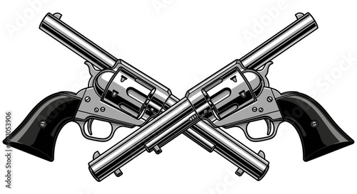 crossed revolvers vintage western pistols symbolizing the wild west frontier perfect for historical content and game assets.
