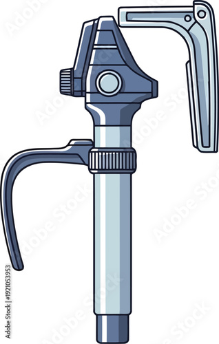 Mechanical drum pump industrial liquid transfer handle piston fluid dispenser tool equipment vector