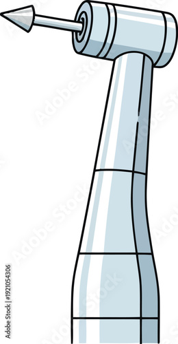 Dental handpiece angled head with burs for professional oral hygiene procedures vector