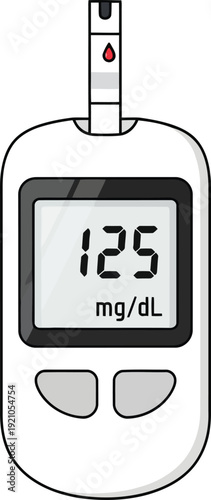 Blood glucose meter device measuring sugar levels for diabetes health monitoring vector