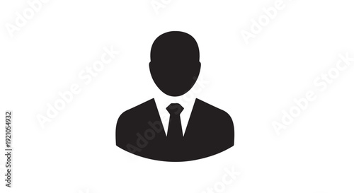 Businessman silhouette in modern minimalist style with dark monochrome color on white background for corporate icon