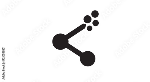 Molecular Structure Icon in Simple Minimalist Design with Black Color on White Background for Scientific Illustration