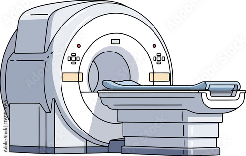 Detailed mri scanner blueprint design for medical technology innovation and healthcare research vector