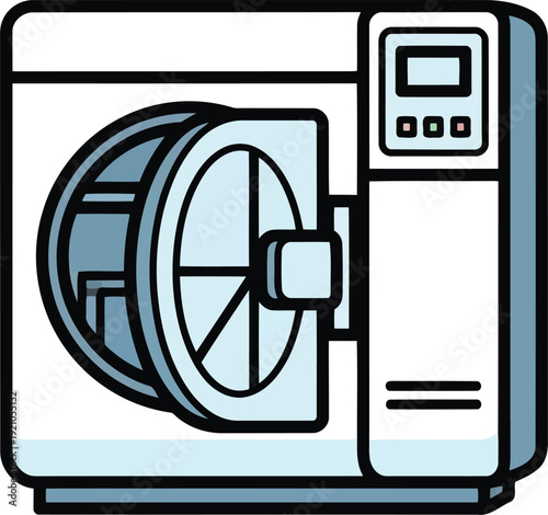 Modern clothes dryer appliance with digital display and transparent door vector illustration vector