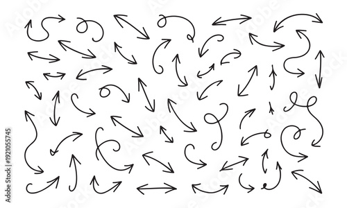 Hand drawn arrows in different directions on white background for design and navigation purposes