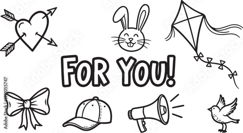 A delightful collection of hand-drawn sketches for various occasions and interests Vector