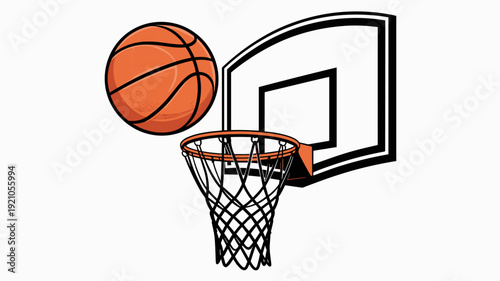 Dynamic Basketball Splash: Orange Sphere Nearing Hoop in Studio Setting, Sports Game Action, Training Success, Championship Victory Celebration, Athletic Achievement, Competitive Spirit, Streetball Fu