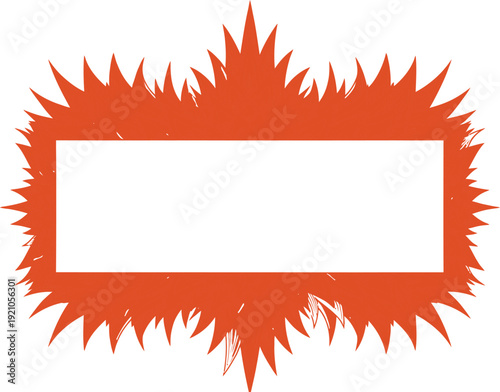 Explosion burst shape with empty rectangle for text dynamic comic book style graphic element for sale banners and advertising