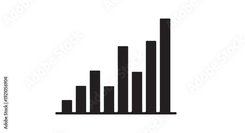 Growing bar graph in simple black silhouette with increasing trend on white background for business presentation Free Download Growing bar graph in simple black silhouette with increasing trend on white background for business presentation - GFXLoad