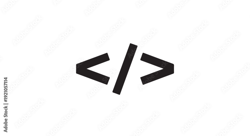 Fototapeta premium Code symbol in minimalist design with dark color on white background for web development