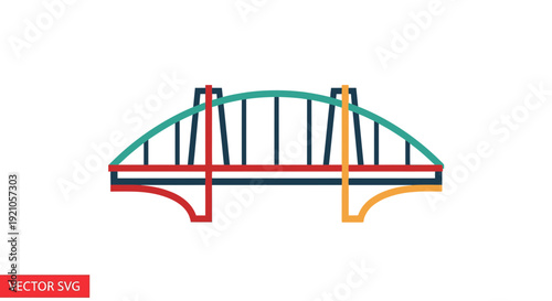 Modern Abstract Bridge Icon Vector Illustration, Minimalist City Landmark Design