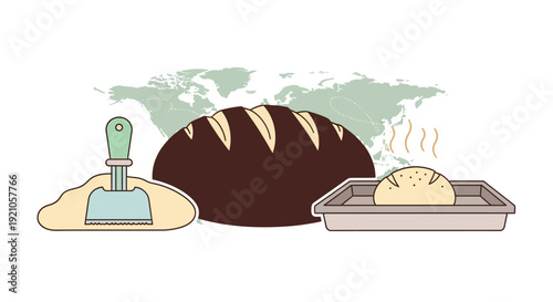 Freshly Baked Loaf of Bread on Tray.