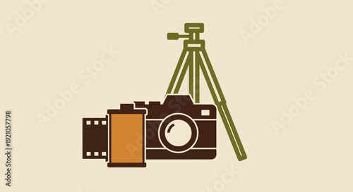 Camera and Tripod Illustration Graphic Design.