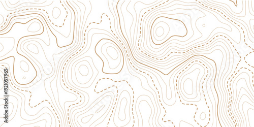 Topographic gold luxury map background. Geographic abstract pattern. Topo contour map on white background. Abstract background with waves Geographic mountain relief.