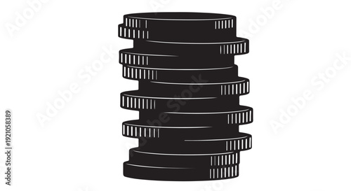 Stack of vinyl records in minimalist style with high contrast lighting on dark background for music industry