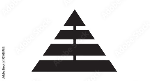 Geometric Pyramid Shape in Simple Minimalist Design with Black Silhouette on White Background for Graphic Design Element