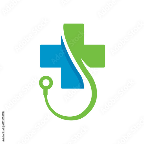 medical check logo icon illustration design, health care logo icon