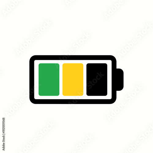 An illustrative depiction of a battery indicator with varying charge levels