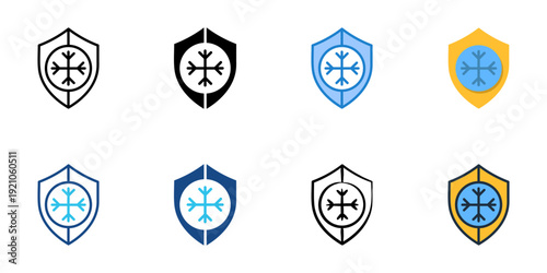 Snowstorm Response icons set multiple style collection. Editable stroke 
