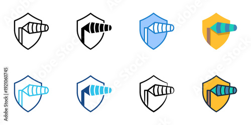 High Wind Reinforcement icons set multiple style collection. Editable stroke 
